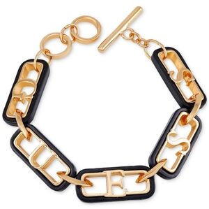 Guess Gold-Tone Color Oval Link Logo Flex Bracelet ✨️ NWT